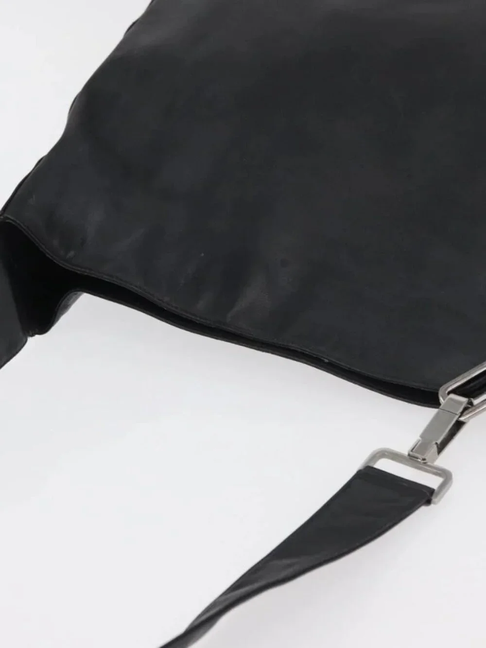 GUCCI Shoulder Bag Leather Black Silver Auth